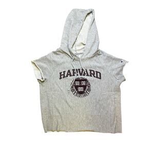 Champion Women’s Y2K Gray Harvard University Gray Cut Off Hoodie Size Medium